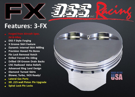 K3-6164-3875C-350-Pontiac Early and Late FXK3 Series -14cc Dish Top Pontiac Early and Late-Forged-Piston-Set- 3.875 inch bore