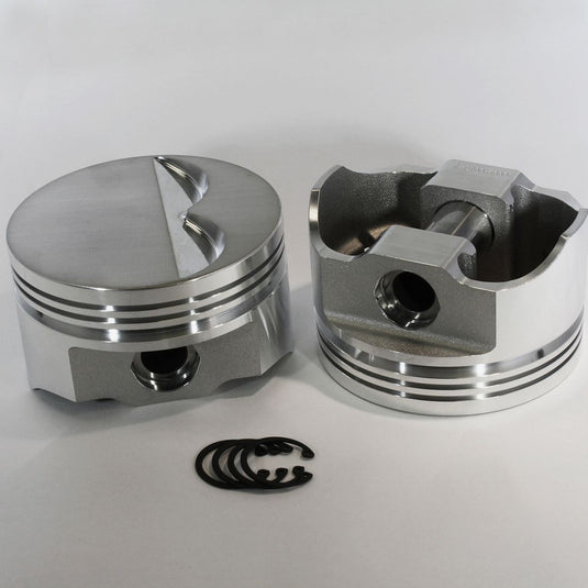 8700-4000 350 Small Block Chevy E Series -4cc  Flat Top  SBC 23 Degree Forged Piston Set 4.000 inch bore   Pin Dia.:  0.927