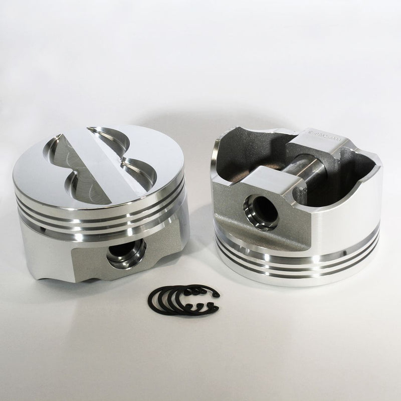 Load image into Gallery viewer, 8702-4030 350 Small Block Chevy E Series -8cc Flat Top  SBC 23 Degree Forged Piston Set 4.030 inch bore   COMP HEIGHT:  1.56&quot;
