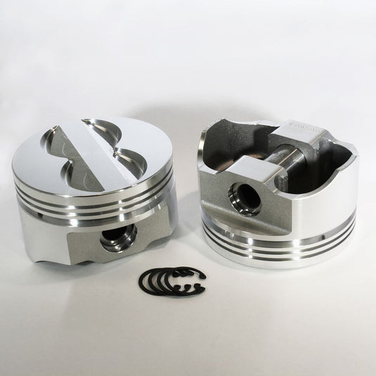 8702-4030 350 Small Block Chevy E Series -8cc Flat Top  SBC 23 Degree Forged Piston Set 4.030 inch bore   COMP HEIGHT:  1.56