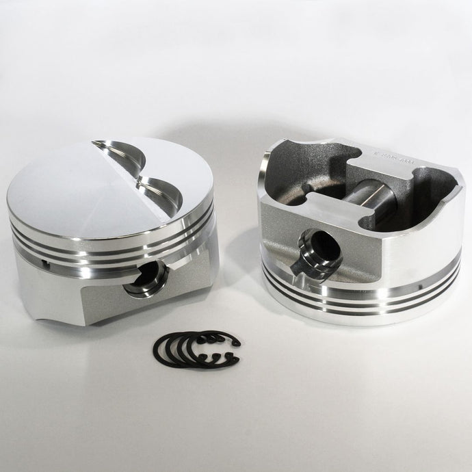 8705-4060 350 Small Block Chevy E Series -4cc  Flat Top  SBC 23 Degree Forged Piston Set 4.060 inch bore   COMP HEIGHT:  1.26