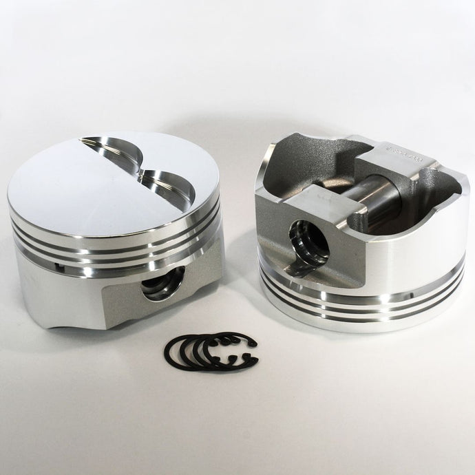 8710-4000 383 Small Block Chevy E Series -4cc  Flat Top  SBC 23 Degree Forged Piston Set 4.000 inch bore   COMP HEIGHT:  1.425