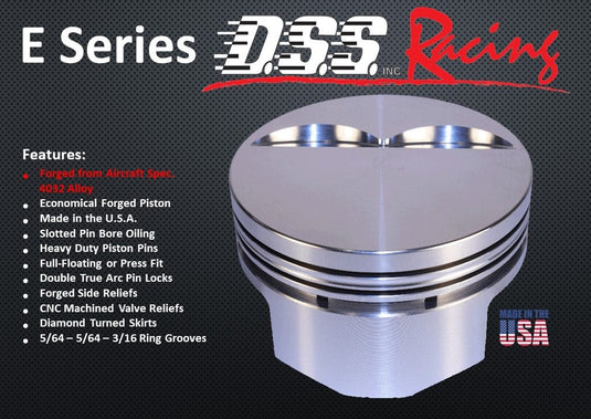 K8785-4070-6.0 - LS2 -6.2 - LS3 -  L98 - LQ9 - LS7 - LSA - LSX-Chevy LS EK Series -3cc Flat Top  LS1,LS2,LS3 and LS7-Forged-Piston-Set- 4.07 inch bore