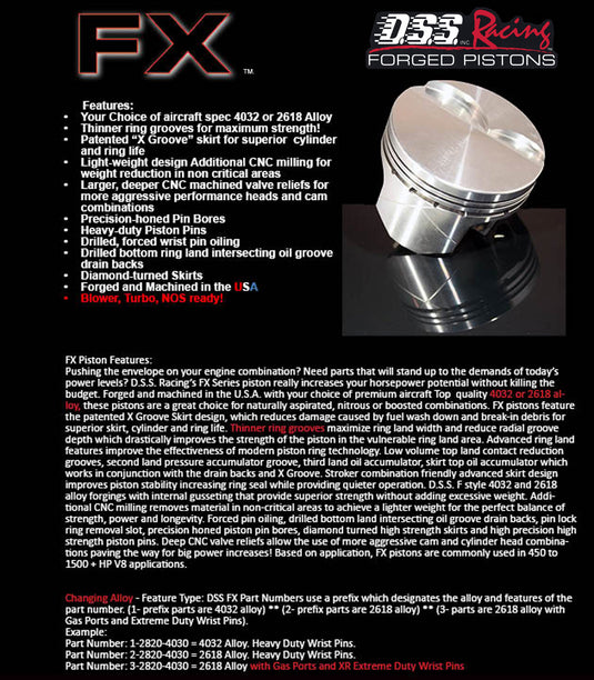 FX Series DSS RACING PISTONS
