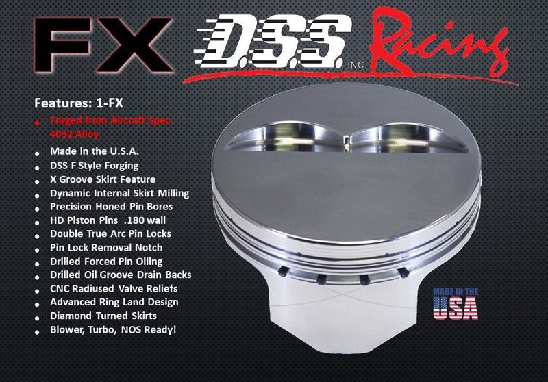 Load image into Gallery viewer, 3202-4030 427W - 5.8 Stroker Small Block Ford 351W FX Series -2cc  Flat Top  SBF Twisted Wedge Forged Piston Set 4.030 inch bore   Pin Dia.:  0.927&quot;   Comp Height:  1.145&quot;
