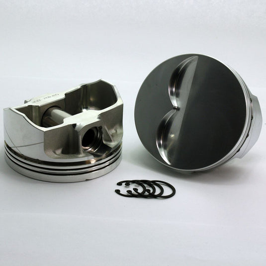 2430-3796 334 Small Block Chevy FX Series -5cc Flat Top  SBC 23 Degree Forged Piston Set 3.796 inch bore   COMP HEIGHT:  1.125"