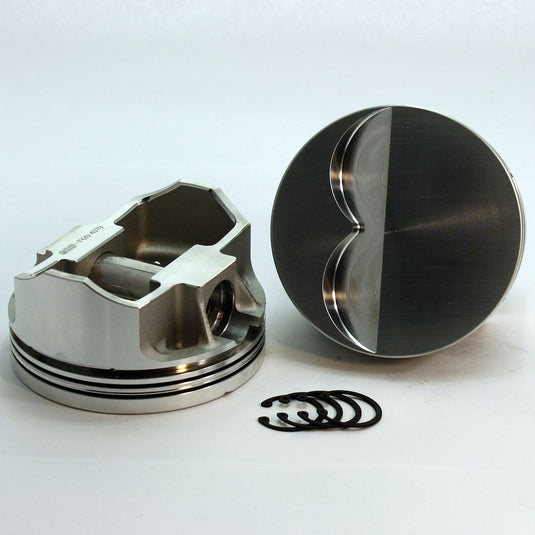 8130-4155 383 Small Block Chevy SX Series -5cc Flat Top  SBC 23 Degree Forged Piston Set 4.155 inch bore   Pin Dia.:  0.927"   Comp Height:  1.125"