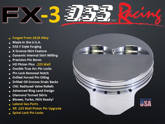 6170-4000 2.5 - 151 Iron Duke FX Series -0cc Flat Top No Notch GM Iron Duke Forged Piston Set 4.000 inch bore   COMP HEIGHT:  1.57"